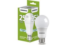 Лампа светодиодная GENERICA LL-A65-25-230-65-E27-G A65 25Вт грушевидная 6500К E27 230В