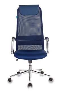 Кресло офисное Бюрократ KB-9N руководителя, цвет синий TW-05N TW-10N сетка с подголов. крестовина металл хром