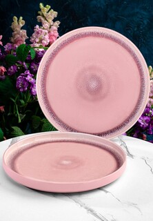 Набор тарелок Elan Gallery Розовый меланж, с бортиком, NEW BONE CHINA, 25,5х25,5х2,5 см