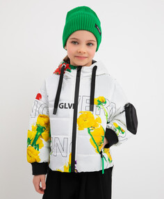 Куртка силуэта оверсайз с крупным цветочным рисунком мультицвет для девочек Gulliver