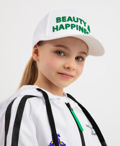 Бейсболка с принтом белая для девочек Gulliver