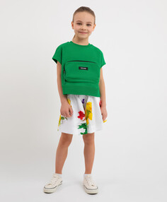 Юбка-шорты с цветочным рисунком белая для девочки Gulliver