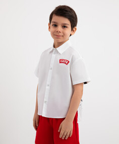 Рубашка с крупным принтом на спинке белая для мальчика Gulliver