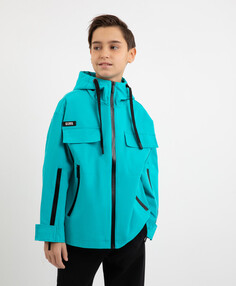 Ветровка с литыми молниями на центральной застежке, карманах и рукавах голубая для мальчика Gulliver (146)