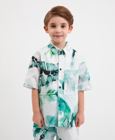 Рубашка с коротким рукавом в гавайском стиле мультицвет для мальчика Gulliver (122)