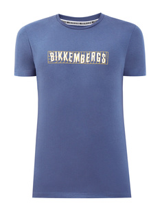 Хлопковая футболка с принтом на передней планке и спинке Bikkembergs