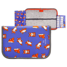 Пенал 1 секция 140 х 210 х 40 мм, откидной карман и косметичка, тканевый, calligrata top content