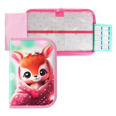 Пенал 1 секция 140 х 210 х 40 мм, откидной карман и косметичка, тканевый, calligrata top content