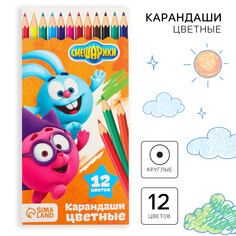Цветные карандаши, 12 цветов, шестигранные, смешарики
