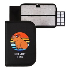 Пенал 1 секция 140 х 210 х 40 мм, откидной карман и косметичка, тканевый, calligrata top content