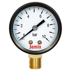 Манометр для насоса, диаметр 50 мм, боковой, 10 бар, Jemix, XPS-R-10