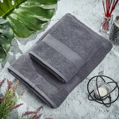 Полотенце банное 70х140 см, 100%хл, 325 г/м2, жак бордюр, Вышн текс, графит, 615, РФ Вышневолоцкий текстиль