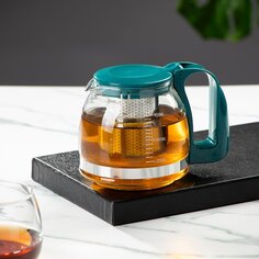 Чайник заварочный стекло, нержавеющая сталь, пластик, 0.75 л, с ситечком, Decotto-AS-750, 910111