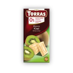 Шоколад Torras белый с кусочками киви без сахара 75 г