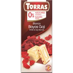 Шоколад Torras белый с ягодами годжи без сахара 75 г