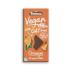 Шоколад Torras темный 43% без сахара с экстрактом овсяных хлопьев, пастой из фундука и кусочками апельсина 100 г