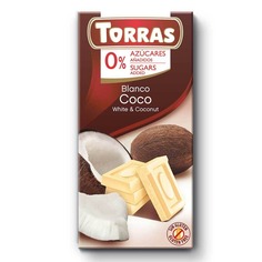 Шоколад Torras белый с кокосовой стружкой без сахара 75 г