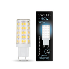 Лампа Gauss LED G9 AC185-265V 5W 520lm 4100K керамика 1/10/200