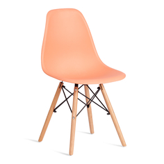 Стул ТС Cindy Chair пластиковый с ножками из бука оранжевый 45х51х82 см TC