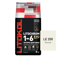 Затирки для плитки керамической и керамогранита затирка для швов LITOKOL Litochrom Evo 1-6 мм 5 кг белый арт. LE.200/5