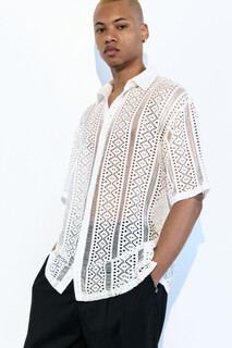 верхняя сорочка мужская Рубашка с коротким рукавом из ткани кроше Befree