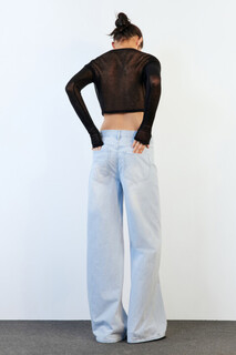брюки джинсовые женские Джинсы wide широкие с кулиской и шнурком Befree