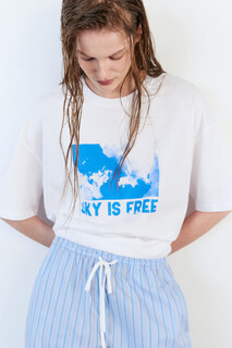 футболка женская Футболка oversize хлопковая с принтом Befree