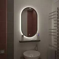 Зеркало для ванной Image Gray с подсветкой и полкой 45x80 см Без бренда