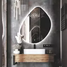 Зеркало для ванной Omega Glass Бордо SD57 с подсветкой 76x90 см ассиметричное