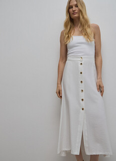 Юбка миди на пуговицах, Белый O'stin