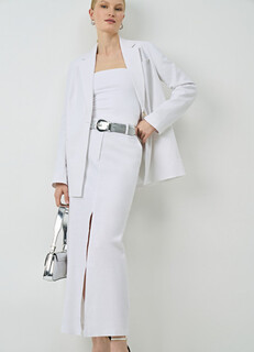 Прямая юбка миди, Белый O'stin