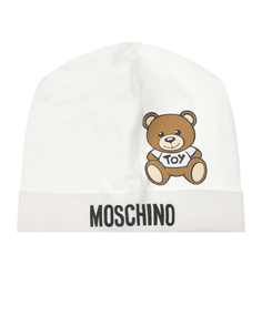Белая шапка с принтом &quot;мишка&quot; Moschino