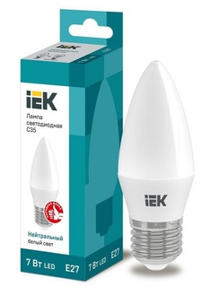 Лампа светодиодная IEK LLE-C35-7-230-40-E27 Eco 7Вт C35 свеча 4000К нейтр. бел. E27 230В