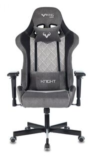Кресло игровое Бюрократ VIKING 7 KNIGHT GR цвет серый Loft ромбик, текстиль/эко.кожа, с подголов., крестовина металл