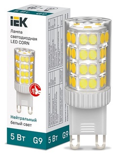 Лампа светодиодная IEK LLE-CORN-5-230-40-G9 Corn 5Вт капсульная 4000К нейтр. бел. G9 230В керамика