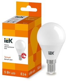 Лампа светодиодная IEK LLE-G45-5-230-30-E14 ECO G45 5Вт шар 3000К тепл. бел. E14 450лм 230-240В