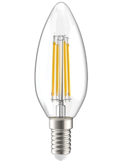 Лампа светодиодная IEK LLF-C35-7-230-40-E14-CL филаментная 360° 7Вт C35 свеча прозрачная 4000К нейтр. бел. E14 230В