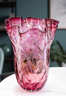Ваза Elan Gallery 23х23х29 см розово-прозрачная-омбре, стекло