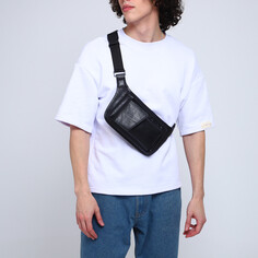 Поясная сумка на молнии, 3 наружных кармана, цвет черный NO Brand