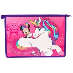 Папка для тетрадей а4, на молнии, пластик, минни маус и единорог Disney