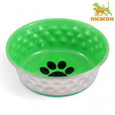 Миска утяжеленная рельефная, с силиконовым основанием, зеленая, 600 мл Пижон