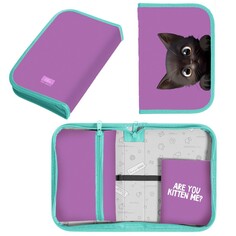 Пенал 1 секция 140 х 210 х 40 мм, откидной карман и косметичка, тканевый, calligrata top content