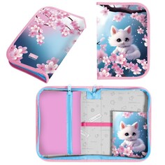 Пенал 1 секция 140 х 210 х 40 мм, откидной карман и косметичка, тканевый, calligrata top content