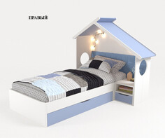 Кровати для подростков Подростковая кровать ABC-King Домик с тумбой без мягкой спинки правая 190х90 см