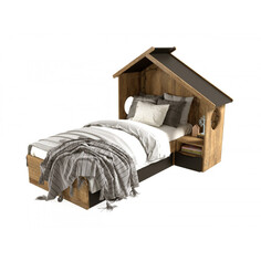 Кровати для подростков Подростковая кровать ABC-King Домик с тумбой без мягкой спинки левая