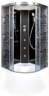 Душевая кабина 100x100x220 см Deto BM4510GMBLACK матовое с прозрачным узором