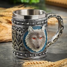 Кружка нержавеющая сталь, 460 мл, Волк, Y6-2138