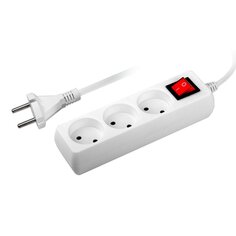 Удлинитель бытовой 3 гнезда, 5 м, 2х0.75 мм², без заземления, выключатель, со шторкой, пластик, белый, ФАZА, FS-03-500, 5007406