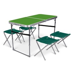 Комплект складной мебели Ника зеленый стол с изумрудными табуретами 5 предметов Nika