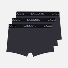 Комплект мужских трусов Lacoste Underwear 3-Pack Iconic Waist Logo, цвет серый, размер XXL